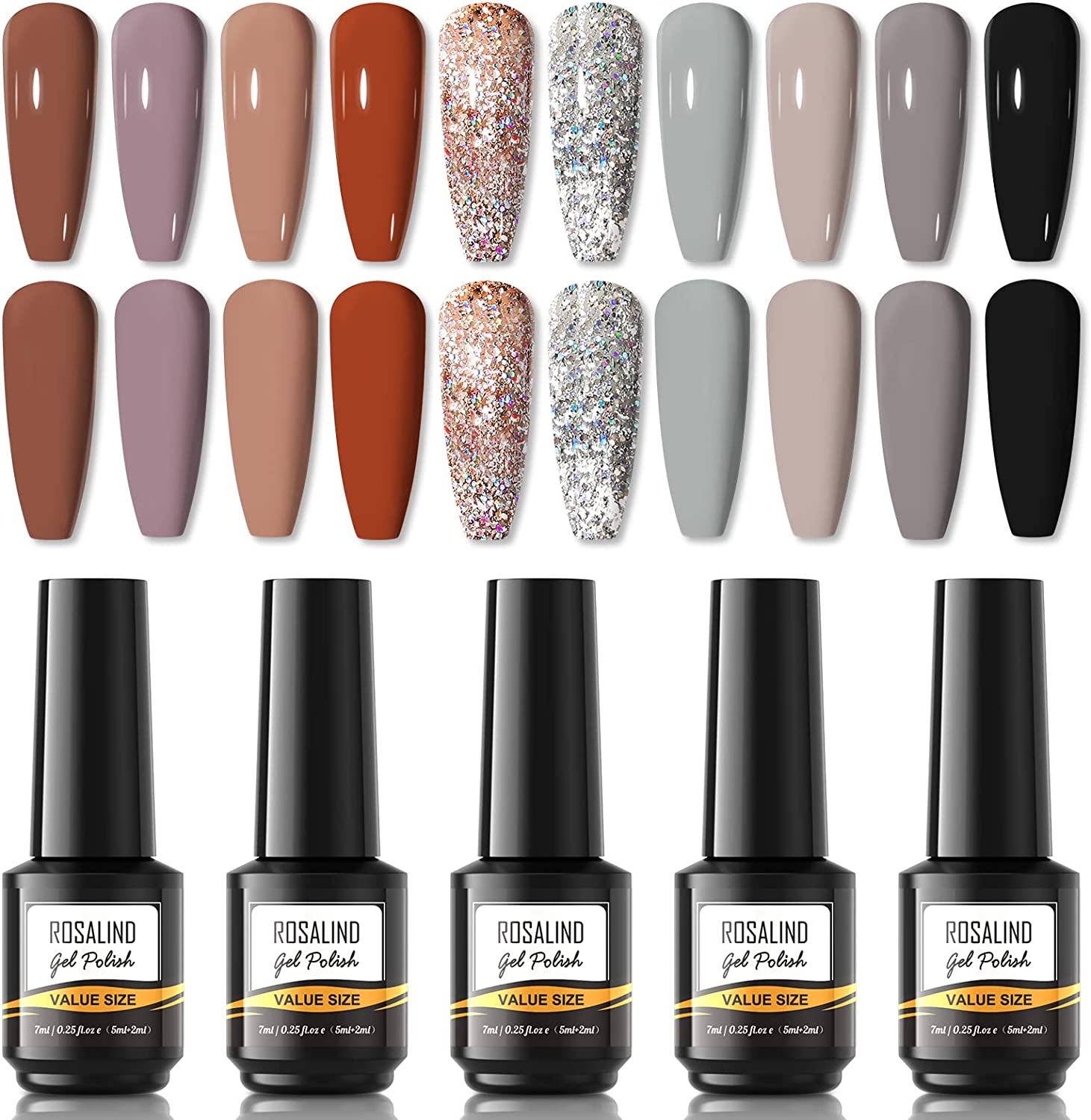 Unhas postiças em várias cores com verniz de gel ROSALIND