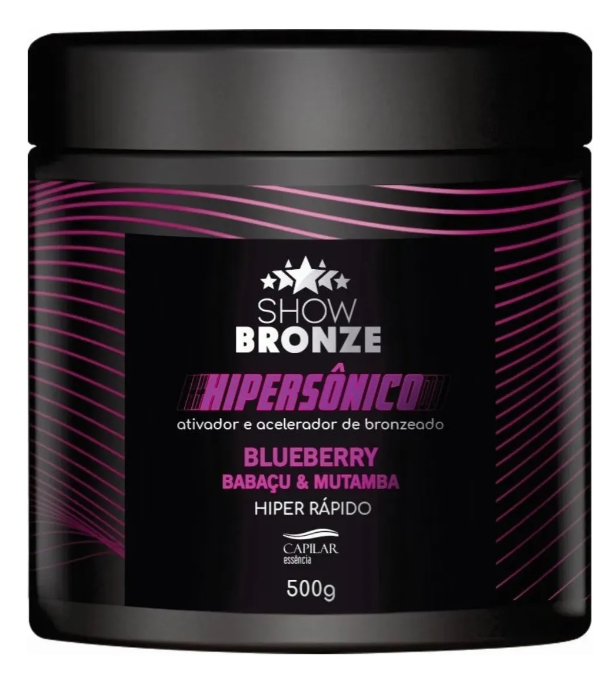 Recipiente preto de creme bronzeador Show Bronze HiperSónico