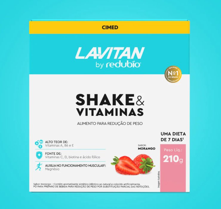 Embalagem de shake Lavitan com vitaminas sabor morango para dieta de 7 dias
