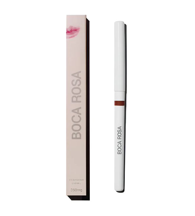batom líquido BOCA ROSA embalagem rosa clara e batom branco com tampa