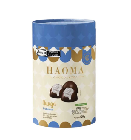 Embalagem de chocolates HAOMA cylindrical azul, dourado e bege
