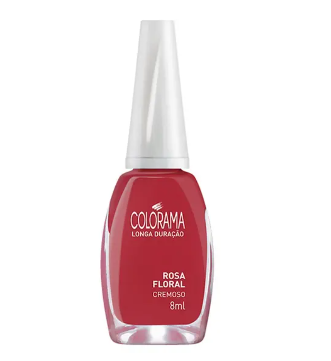 Frasco de verniz de unhas cor rosa floral cremosa