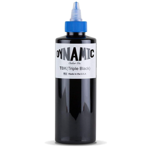 Frasco preto com tampa azul de tinta Dynamic Color Co, TBK (Triple Black)