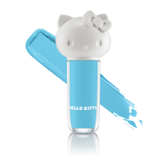 Verniz de unhas azul claro Hello Kitty com tampa branca em forma da cabeça da personagem