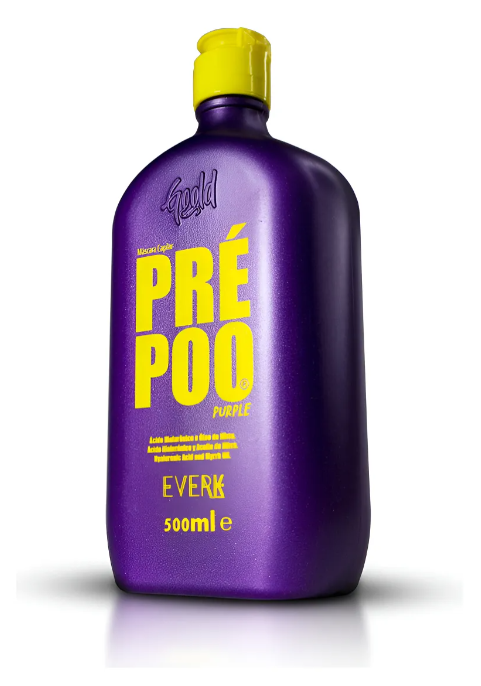 Frasco roxo com tampa amarela do produto PRÉ POO PURPLE da EVERK