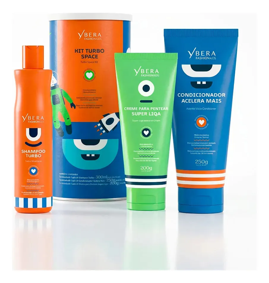 Conjunto Ybera Fashion Kids shampoo, creme e condicionador coloridos