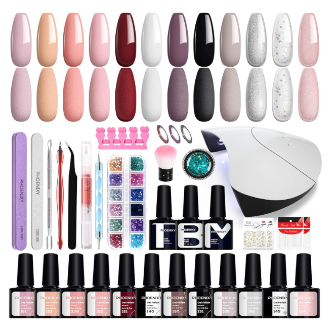 Conjunto completo de esmaltes gel com ferramentas de manicure e acessórios