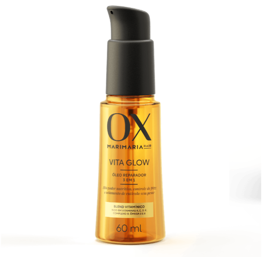 Frasco de óleo reparador OX Marimaria Hair Vita Glow 60 ml