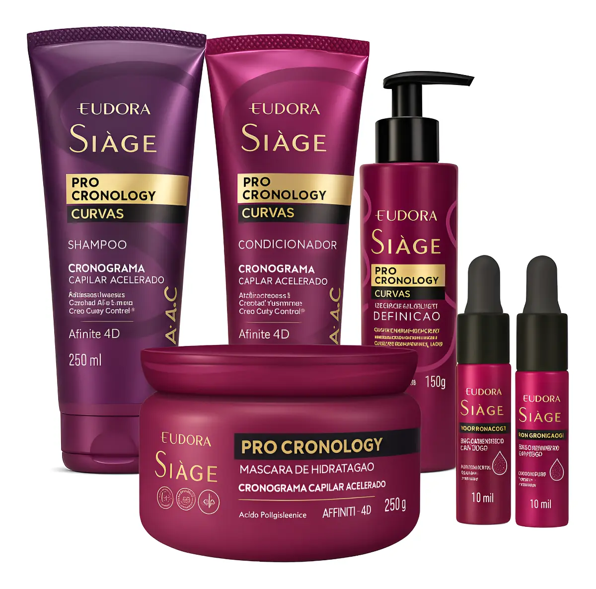 Conjunto de produtos de cuidado capilar Eudora Siàge Pro Cronology Curvas