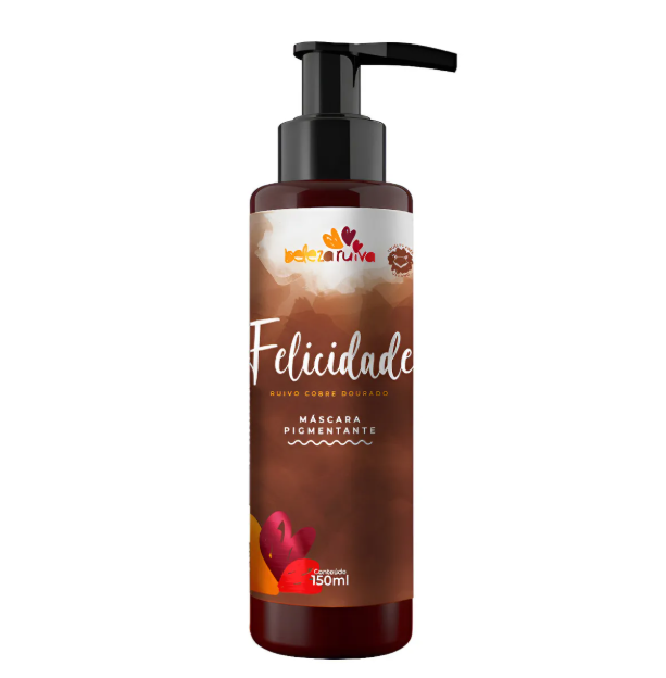 Frasco com máscara pigmentante Felicidade ruivo cobre dourado 150ml