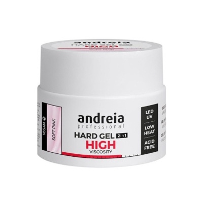 Pote branco de gel duro para unhas Andreia professional com rótulo visível