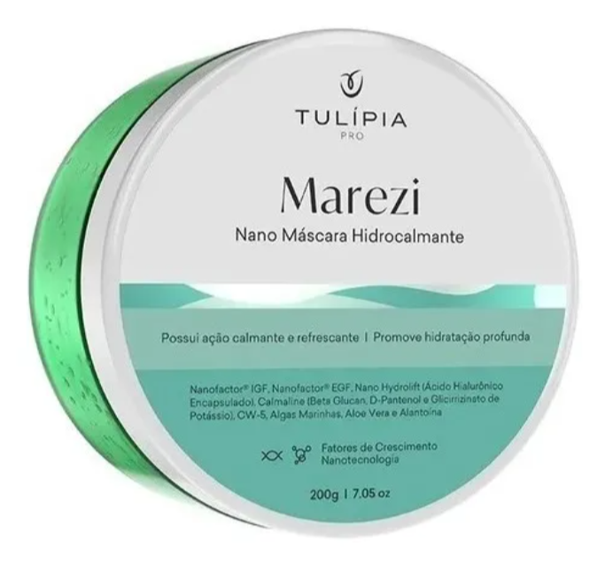 Embalagem redonda branca e verde de máscara facial Marezi Tulípia Pro