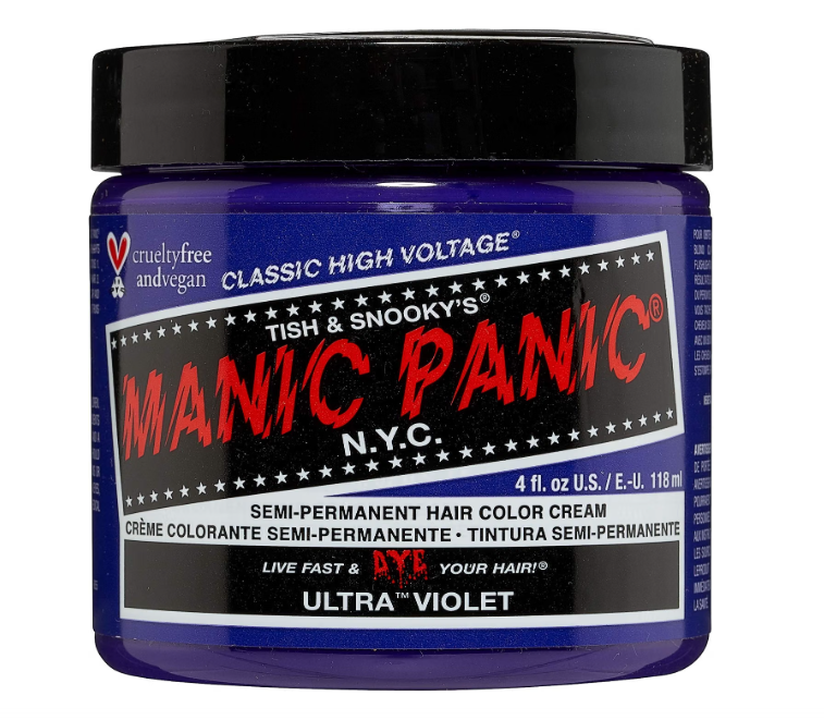 Frasco de creme colorante semi-permanente para cabelo Manic Panic cor Ultra Violet