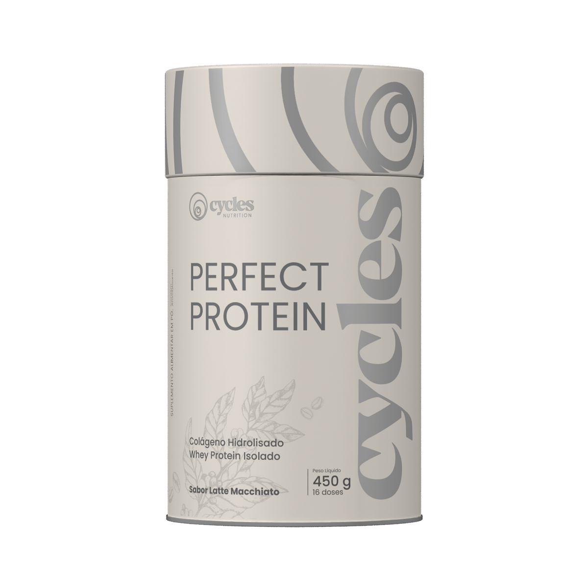 Embalagem de suplemento alimentar Perfect Protein sabor Latte Macchiato da Cycles Nutrition