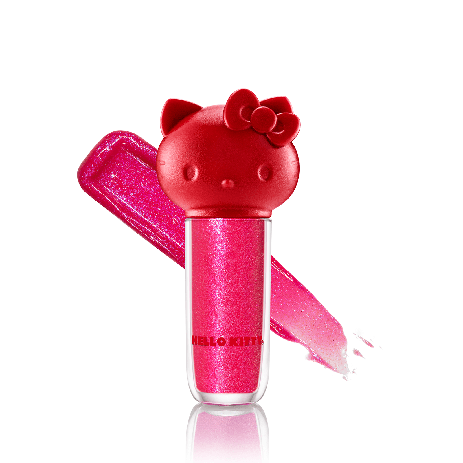 Brilho labial rosa cintilante com embalagem da Hello Kitty