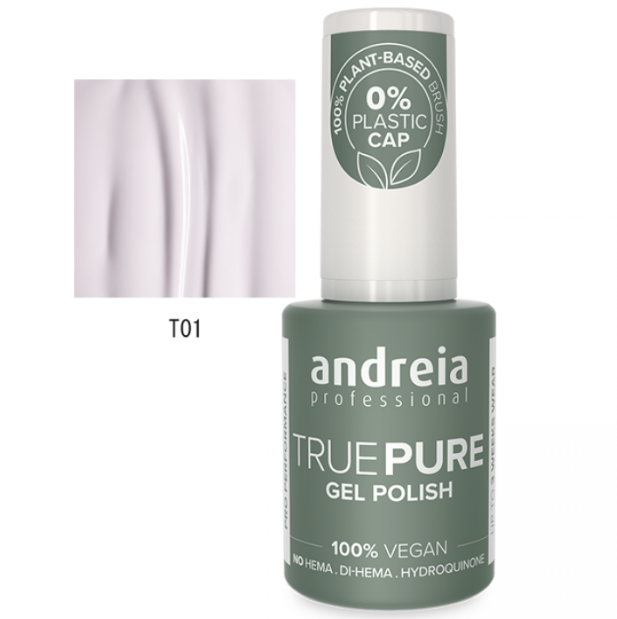 Verniz gel lilás Andreia TruePure com tampa branca e rótulo verde