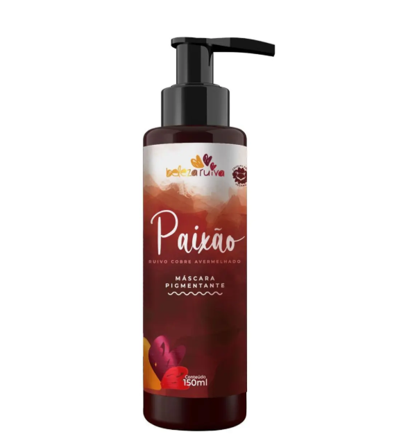 Frasco de máscara pigmentante para cabelo ruivo com dispensador preto