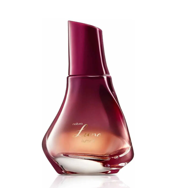 Frasco de perfume Natura Luna ilumina vermelho em vidro