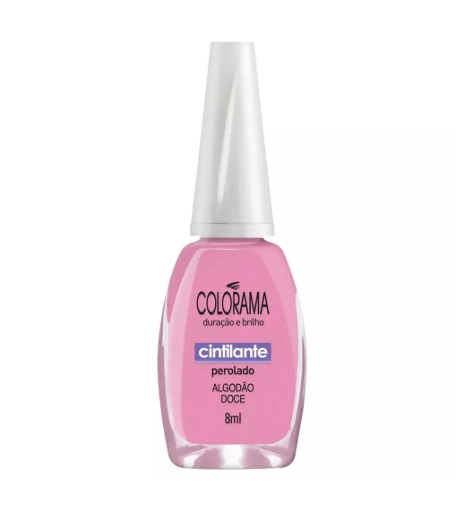 Frasco de verniz de unhas Colorama rosa algodão doce com tampa branca
