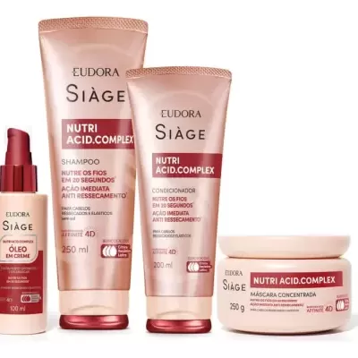 Conjunto Eudora Siàge com óleo, shampoo, condicionador e máscara capilar