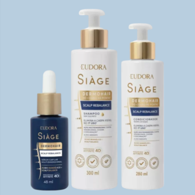 Produtos capilares Eudora Siàge Dermohair para equilíbrio do couro cabeludo