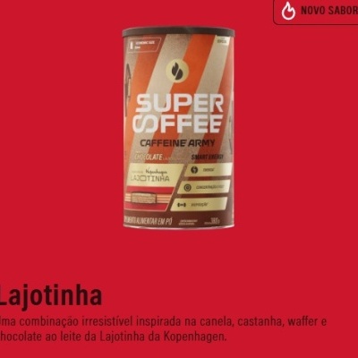 Lata de café Super Coffee sabor chocolate em fundo vermelho
