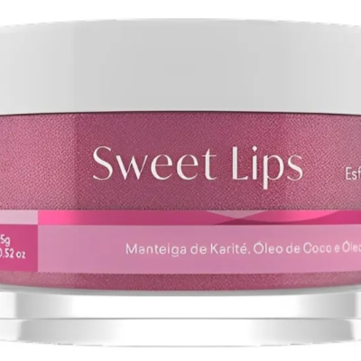 Frasco de esfoliante labial Sweet Lips cor rosa com tampa branca