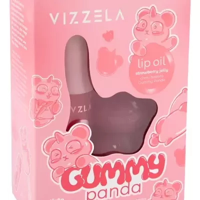 Embalagem rosa de óleo para lábios Vizzela Gummy Panda