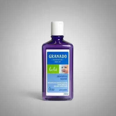 Frasco de shampoo suave lavanda para bebé da Granado