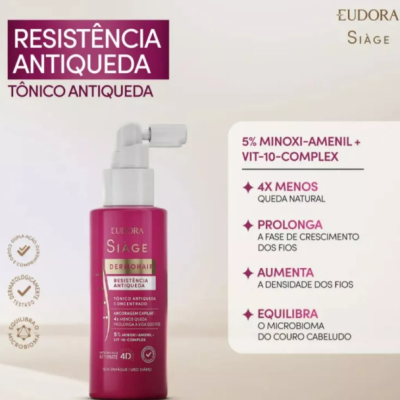 Combo&#x20;Si&#x00E0;ge&#x20;Dermo&#x20;Hair&#x20;Resist&#x00EA;ncia&#x20;Antiqueda&#x20;Eudora&#x20;4&#x20;Itens
