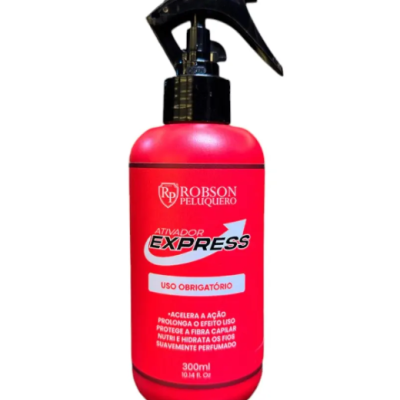 Frasco spray vermelho Robson Peluquero Ativador Express 300ml.