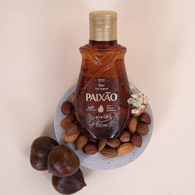Frasco de óleo corporal PAIXÃO com amêndoas e castanhas
