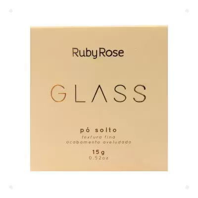 Embalagem de pó solto Ruby Rose GLASS com acabamento aveludado, embalagem bege clara