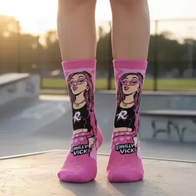 Meia&#x20;Divertida&#x20;Emilly&#x20;Vick&#x20;Cano&#x20;M&#x00E9;dio&#x20;Infantil&#x20;Rosa&#x20;23-34&#x2705;PRONTA&#x20;ENTREGA