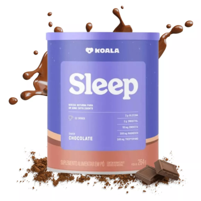 Embalagem do suplemento alimentar Koala Sleep sabor chocolate