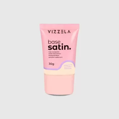 Tubo rosa de base satin Vizzela com tampa creme