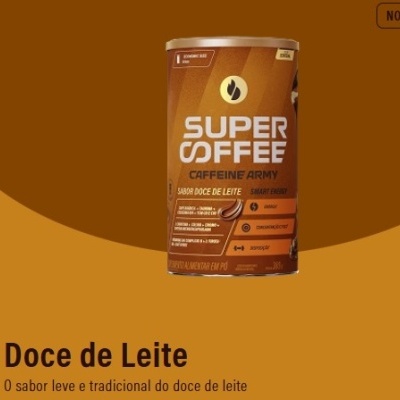 Lata de café SUPER SOFFEE sabor doce de leite em fundo castanho