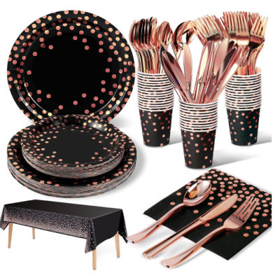 Kit&#x20;de&#x20;Festa,&#x20;141&#x20;Pe&#x00E7;as&#x20;Reutiliz&#x00E1;vel&#x20;Azul&#x20;Marinho&#x20;Pontos&#x20;Dourados