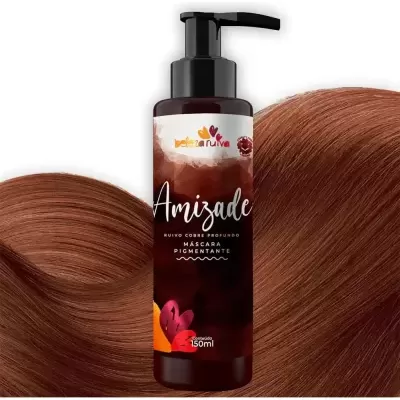 Frasco de máscara pigmentante para cabelo ruivo com tampa de bomba