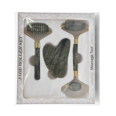 Kit&#x20;2&#x20;Rolo&#x20;Massageador&#x20;Facial&#x20;Pedra&#x20;de&#x20;Jade&#x20;&#x2B;&#x20;Placa&#x20;Gua&#x20;Sha