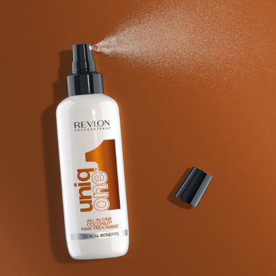 Frasco branco de spray Revlon Professional Uniq One