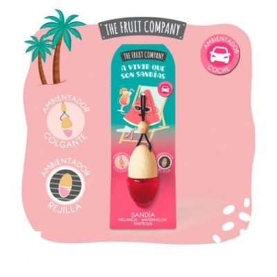 Ambientador para carro formato melancia em embalagem rosa