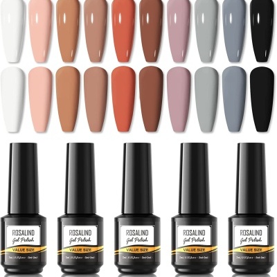 Conjunto de vernizes de gel ROSALIND com várias cores de unhas falsas.