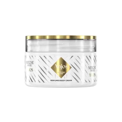 Creme corporal perfumado Anjos NEECH HOUSE em embalagem branca com detalhes dourados