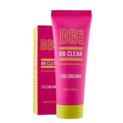 Crème BB CLEAR rosa com tampa amarela e caixa rosa