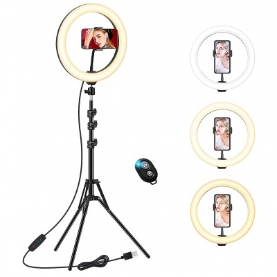 Anel de luz LED com suporte ajustável e telecomando