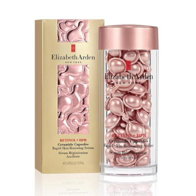 Frasco e embalagem de cápsulas Elizabeth Arden retinol ceramida