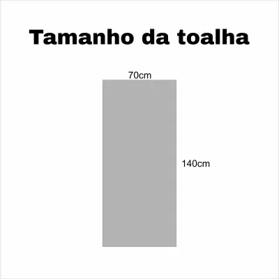 Diagrama do tamanho da toalha com 70cm de largura e 140cm de altura