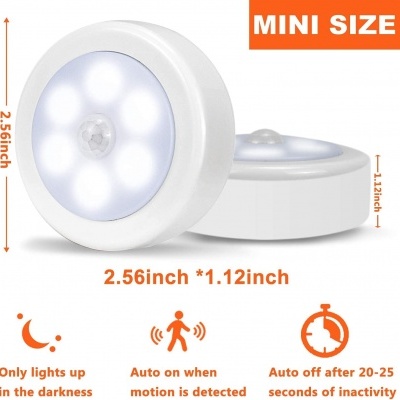 Luz LED redonda branca com sensor e texto MINI SIZE