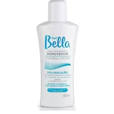 Frasco branco de óleo hidratante removedor Depil Bella 140 ml
